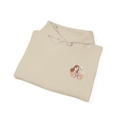 Cozy Hooded Sweatshirt with Artistic Design for Friends