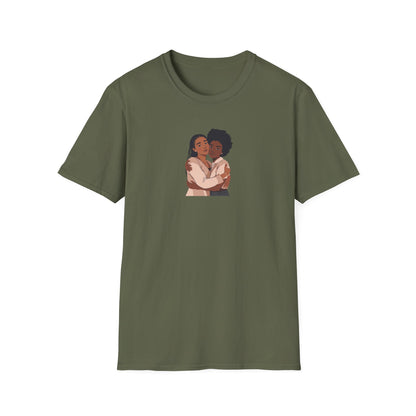 T-shirt unisexe « Embrace Love » en tissu doux, cadeau relationnel, t-shirts d'amitié, t-shirts noirs de sororité, vêtements pour couples, mode inclusive