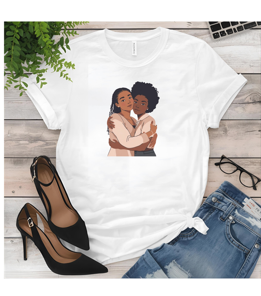 Embrace Love Friendship Tees, Black Sisterhood T-shirt