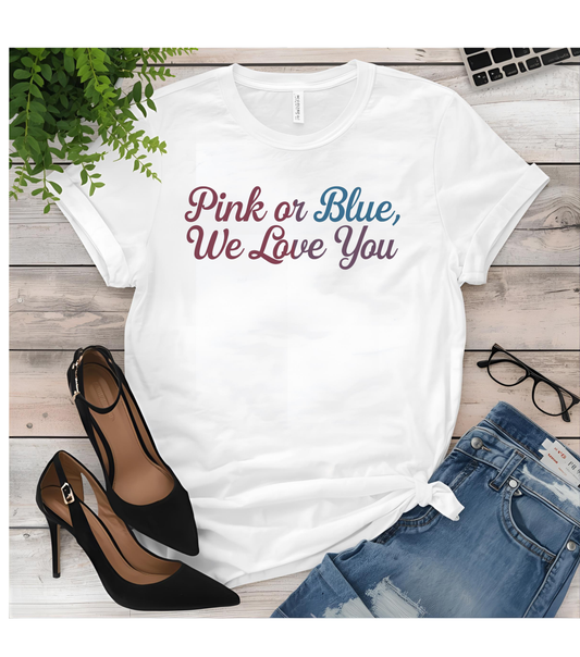 Unisex Heavy Cotton Tee - "Pink or Blue, We Love You" Gender Reveal Gift