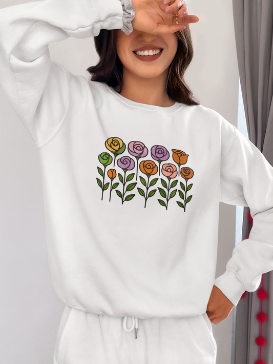 Floral Design Crewneck Sweatshirt